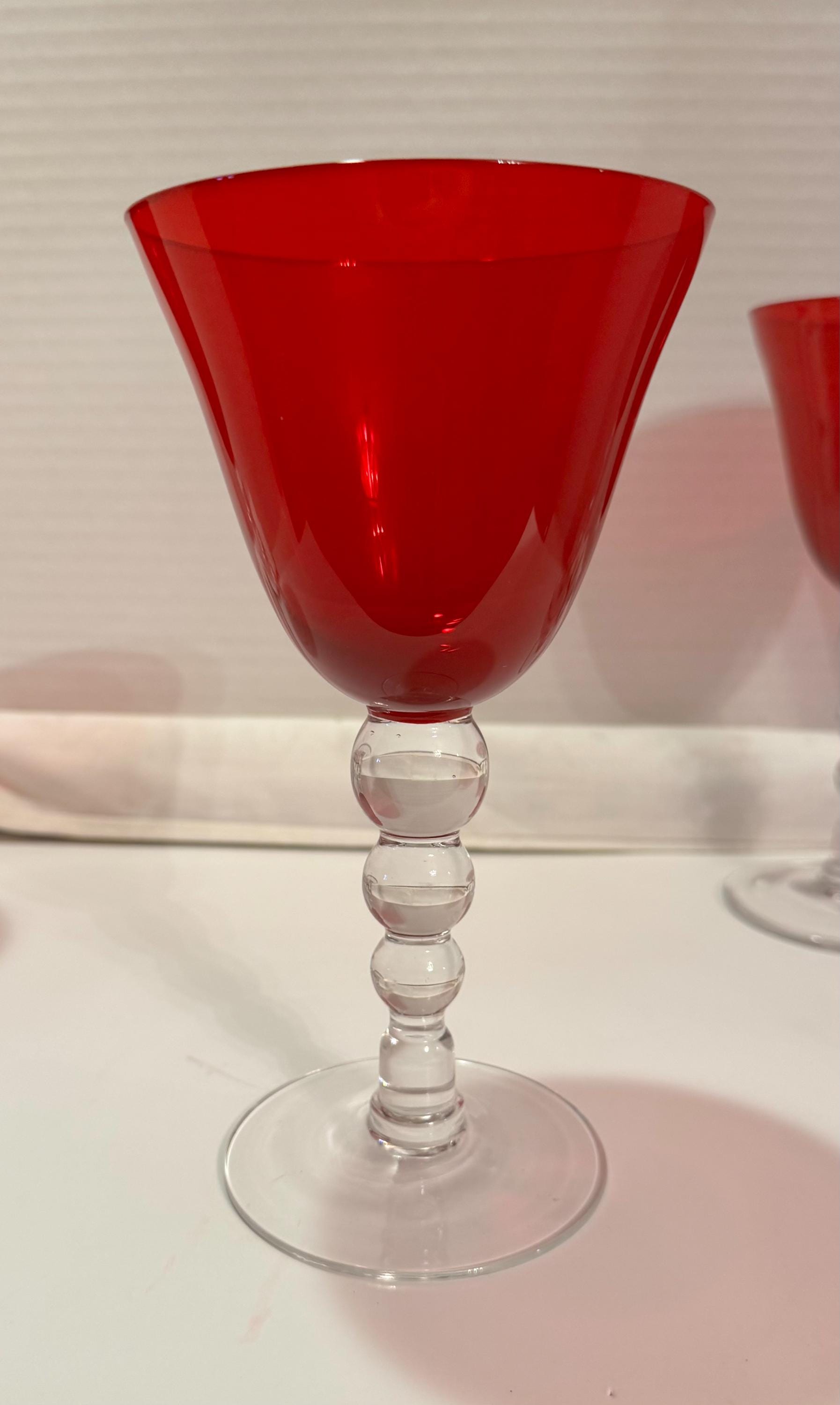 ヴィンテージワイングラス 赤と透明のグラス 4点セット - Etsy 日本