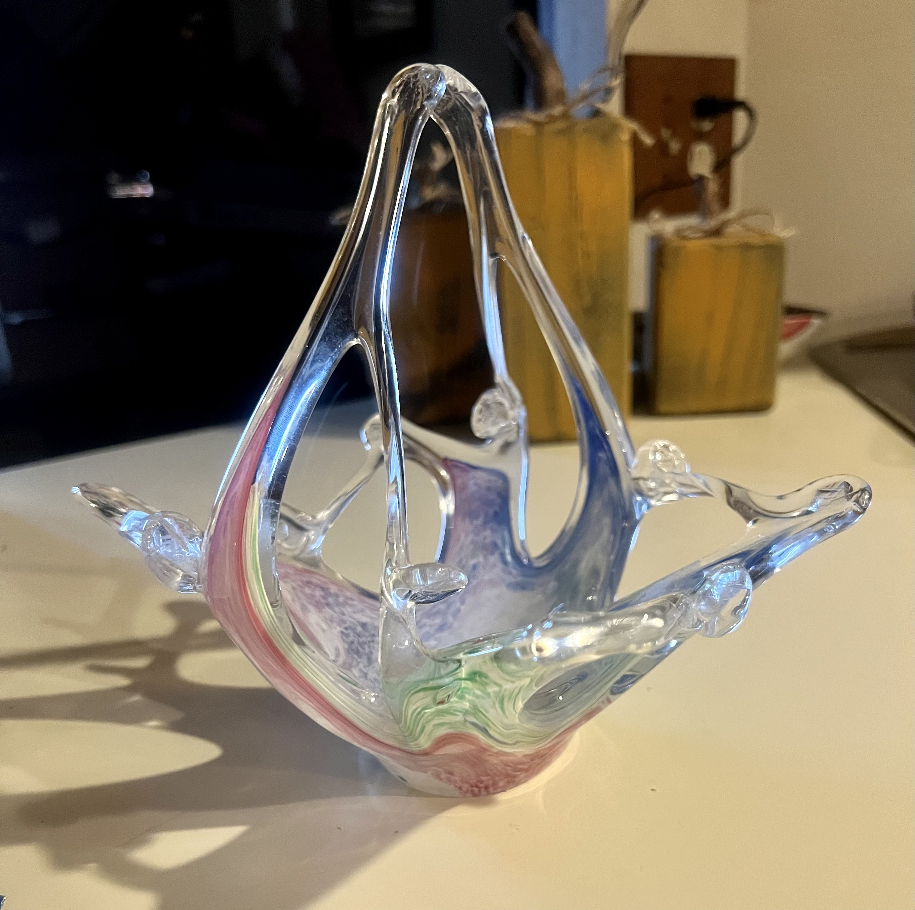Vintage Lavorazione Arte Murano Glass Basket Free Form - Etsy