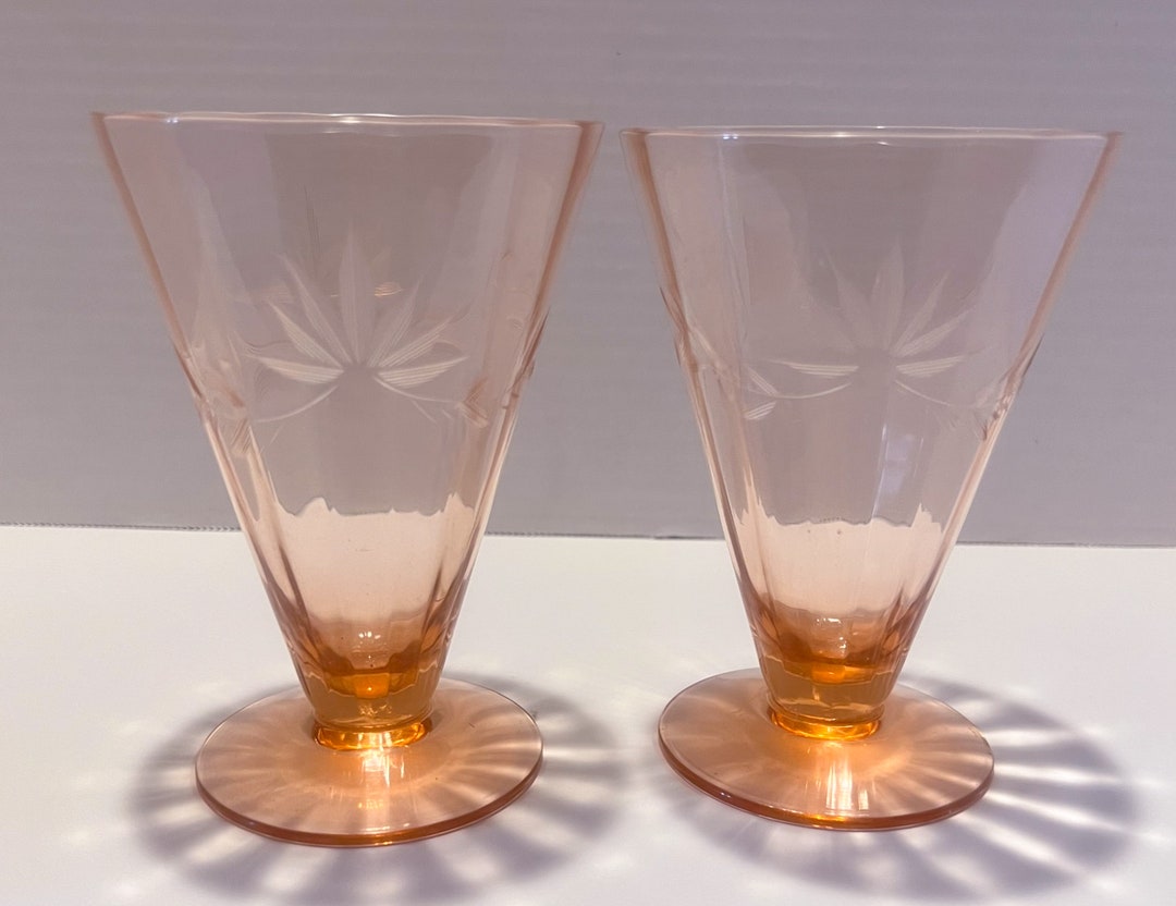 Pink Depression Glass Fostoria Tumbler Parfait Aster Cut Etsy