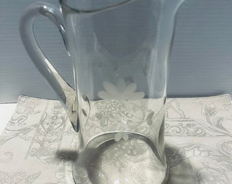 Antique Etched Water Pitcher