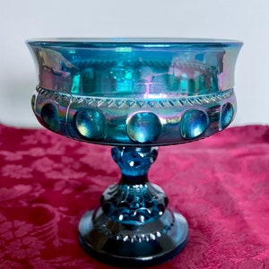 Vintage Indiana Glass King’s Crown Pedestal Compote Carnival Glass