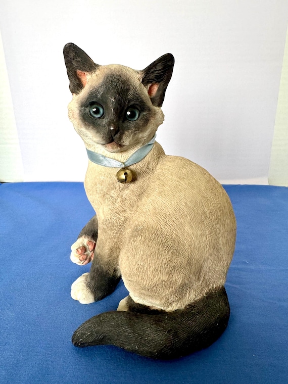 Country Artists ネコ　置物 Vintage Cat Figurine Country Artists Siamese Kitten 7” Resin - Etsy