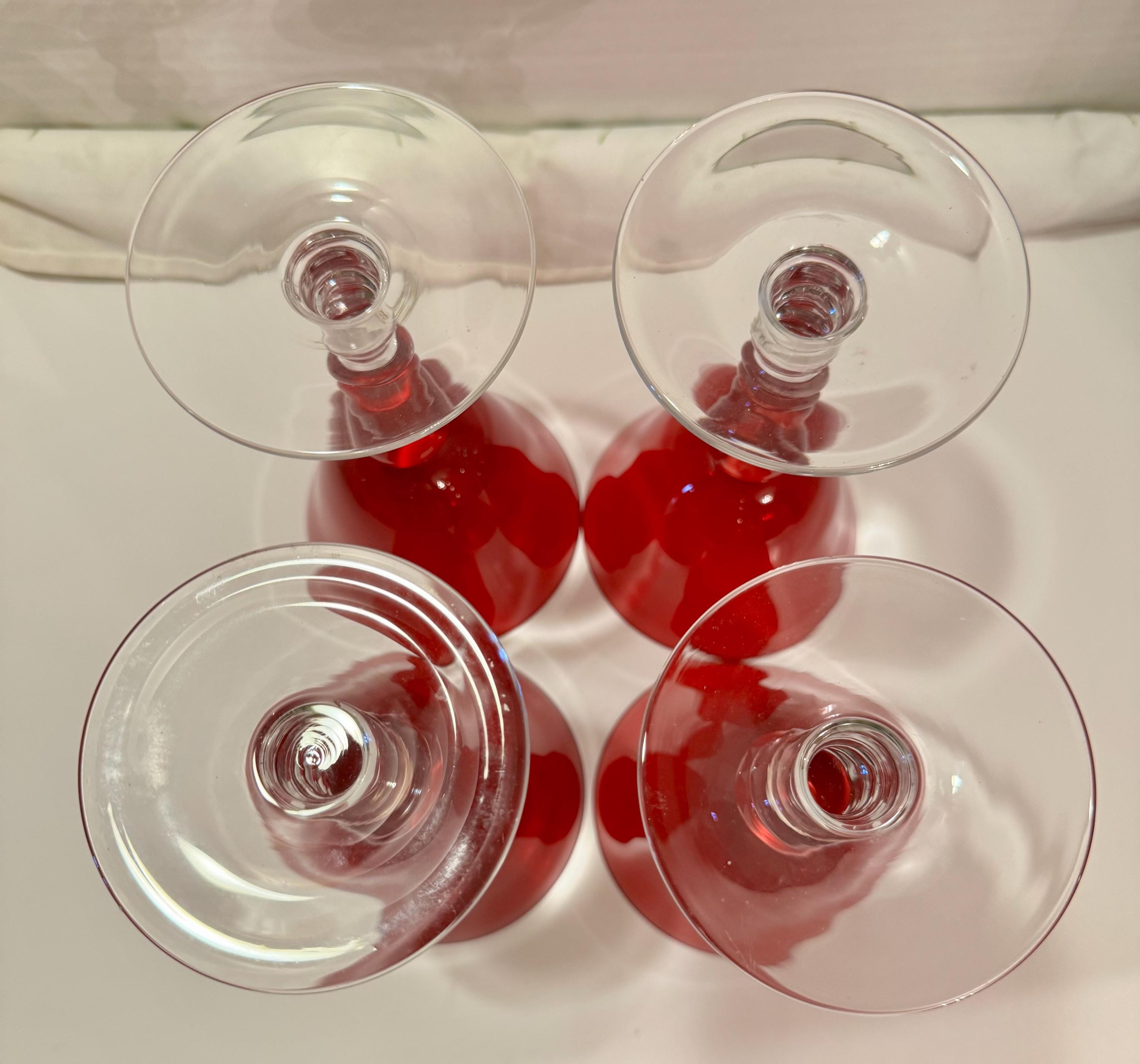 ヴィンテージワイングラス 赤と透明のグラス 4点セット - Etsy 日本
