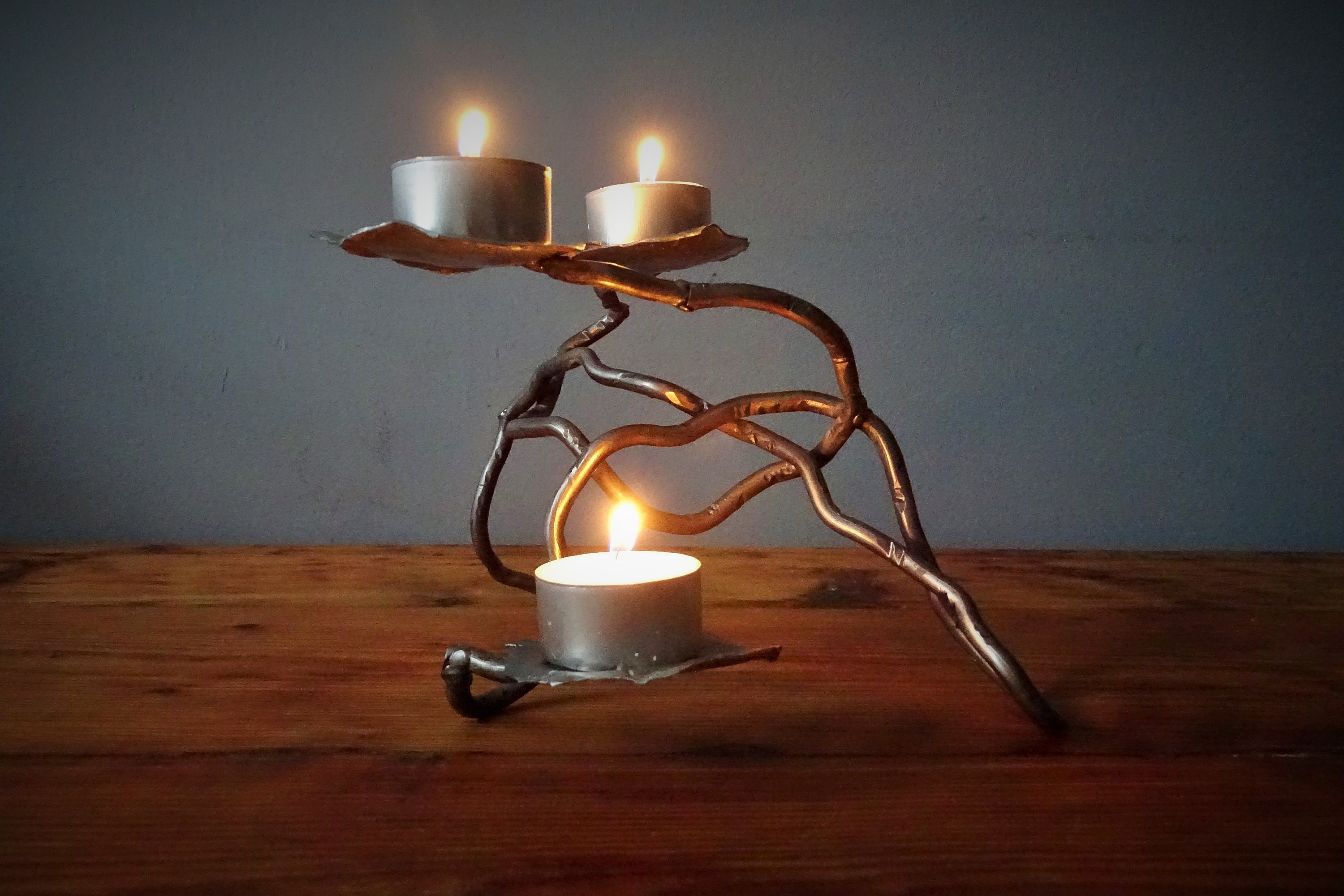 Tea Light Holder Handmade From Polished Steel Unique Quirky Etsy