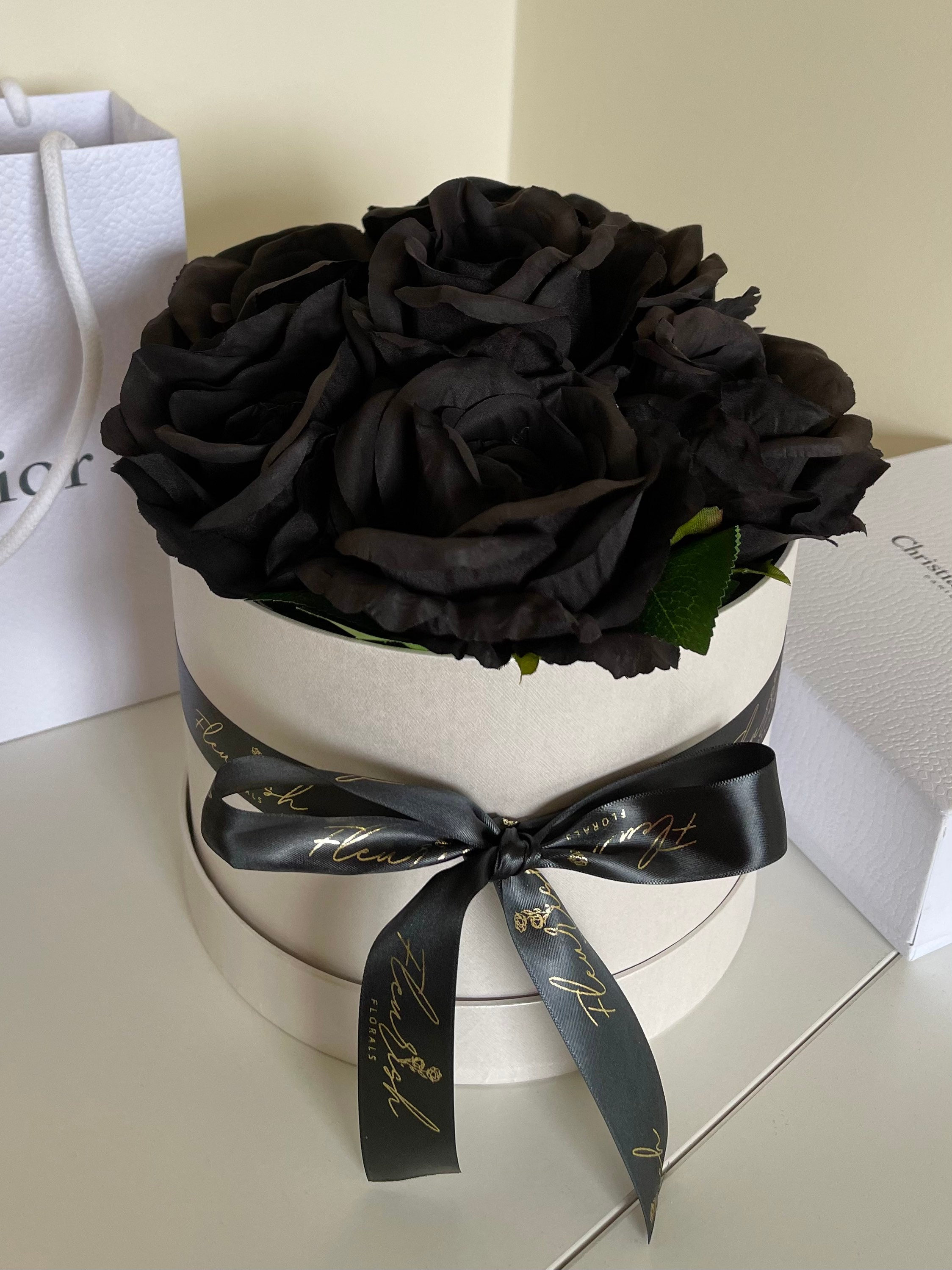 Black Rose Flower Box Gift Luxury Floral Arrangement Etsy UK
