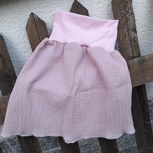 Muslin skirt, a summer skirt that grows with your child. Made from organic muslin, airy, light, and comfortable. Grows with your child&#39;s size 110-122 cm.