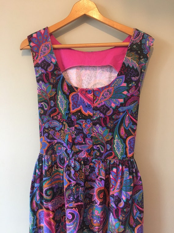 Vintage paisley cord pinafore style midi dress