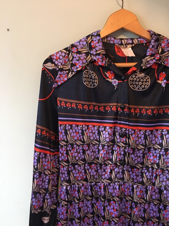 Vintage Peggy Lane dagger collar maxi dress