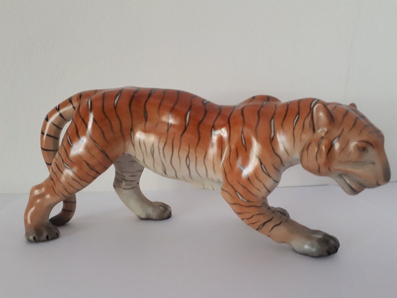 Handpainted Rare Big Porcelain Tiger From Herend Hungary Etsy UK