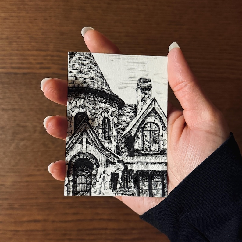Original Pen and Ink House Drawing, Detailed Architectural Artwork ...