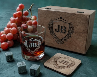 Custom Whiskey Glasses, Bourbon Glasses, Personalized Whiskey Glass Set, Engraved Glasses, Whiskey Stones, Custom Whiskey Box