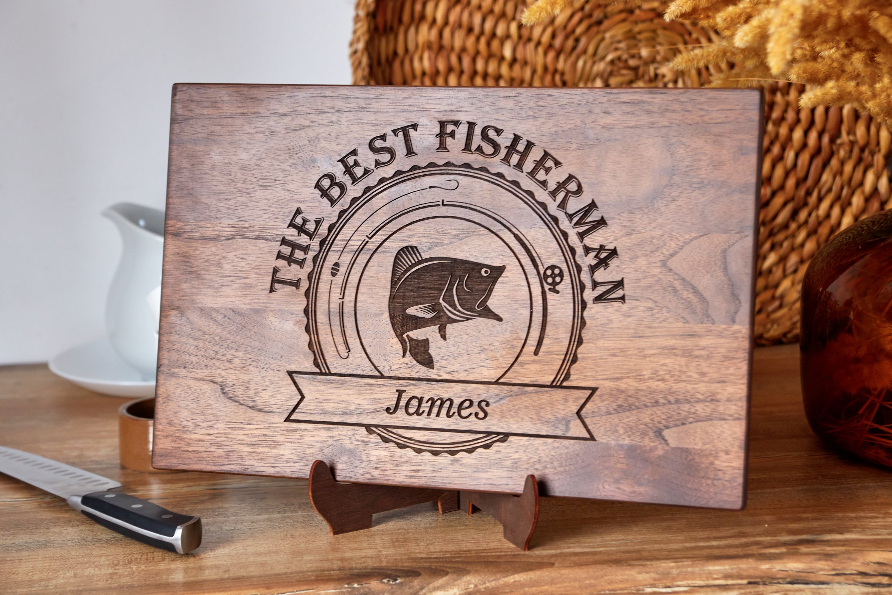 Engraved Fishing Cutting Board, the Best Fisherman Sign, Fishing Gift for  Men, Custom Fishing Decor, Personalized Gift for Him 