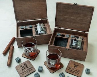 Engraved Groomsman Whiskey Glass Box Set | Custom Wedding Gift