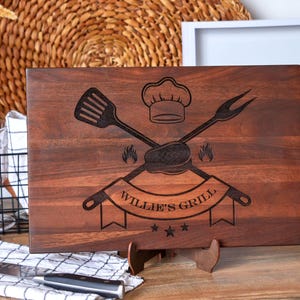 Personalized Wood Cutting Board, Grilling Gifts For Him, Custom BBQ Cutting Board, Gifts For Dad, Grill Accessories for Men