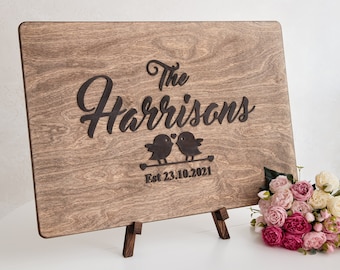 3D Wedding Guest Book Alternative, Rustic Guest Book Sign, Unique Personalized Guestbook, Custom Last Name Guest book