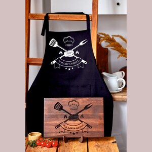 Personalized Grill Set, Personalized BBQ Set, Grill Accessories, Custom Grill Apron, Gift for Dad, Grandpa Gift, Grilling Gifts for Men
