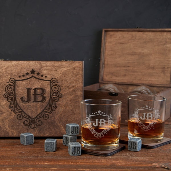 Verres à bourbon, Verres à whisky personnalisés, Ensemble de verres à whisky personnalisés, Pierres à whisky, Verres gravés, Boîte à whisky personnalisée