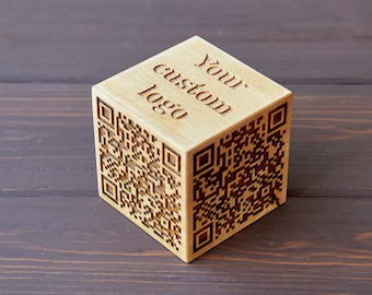 QR Code Cube, Wooden QR Code Block, Custom Logo Cube, Scan QR Menu for Restaurant, Wedding qr Sign, Multi qr Code Sign