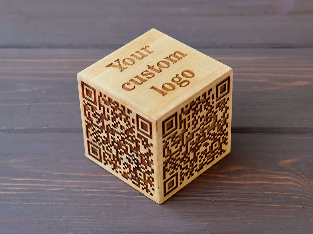 Wooden QR Code, QR Code Sign, QR Code Cube, Custom Logo Cube, Wood Qr