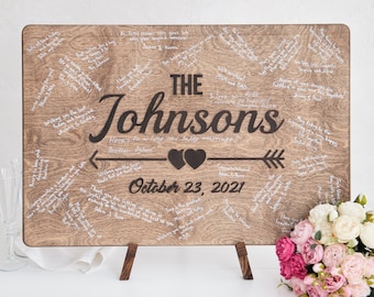 Wedding Guest Book Alternative, Alternative Guest Board Wedding, Custom Wedding Decor, Wood Wedding Sign, Unique Guest Book, Last Name Sign