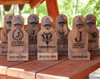 Personalized Beer Bottle Opener with Cap Catcher, Groomsmen Gifts, Groomsman Gift Set, Best Man Gift, Groomsmen Proposal Gift