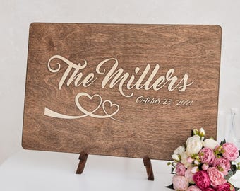 Welkomstbord bruiloft, aangepast 3D-houten bruiloftbord, minimalistisch ceremoniebord, modern receptiebord, gepersonaliseerd naambord