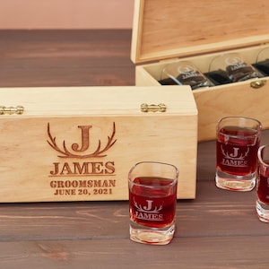 Square Shot Glass Gift Set, Custom Personalized Engraved Square Shot Glasses, Gift for Wedding, Bachelor, Anniversary