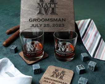 Anpassade whiskyglas, whiskyset med ask, presenter till marskalkar, present till whiskyälskare, bröllopsgåvor, present till marskalkar, bourbonglas