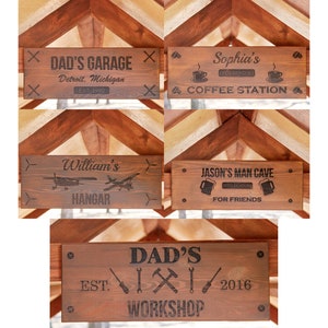 Dad's Workshop, Open 24 Hours - Gift For Dad, Grandpa - Personalized Shaped Wood Sign