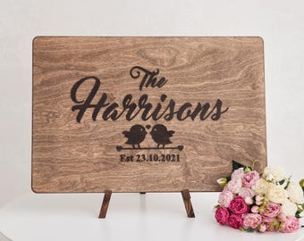Personalized Wedding Guest Book, Guestbook Alternative, Custom Wood Sign, Last Name Sign, Rustic Wedding Decor, Engagement Gift