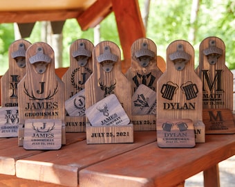 Personalized Beer Bottle Opener with Cap catcher, Groomsmen Gift Set, Groomsmen Gifts, Best Man Gift, Father of the Bride Gift