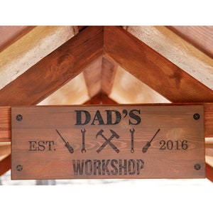 Custom Wood Sign, Workshop Sign, Dads Workshop, Man Cave Sign, Personalized Garage Sign, Dad Gift, Grandpa Gift, Wooden Name Sign