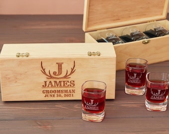 Groomsman Mini Alcohol Box for Bachelor Party Gift, Personalized Groomsmen Gift Box for Groomsman Proposal Gift, Custom Engraved Box