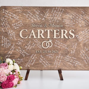 3D Wedding Guest Book Alternative, Wood 3D Guest Book Sign, Unique Wood Guestbook, Last Name Guest book