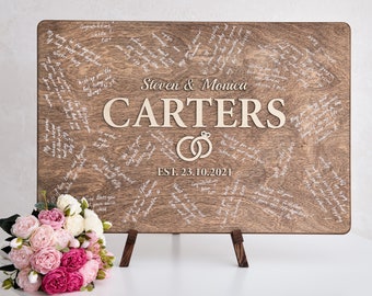 3D Wedding Guest Book Alternative, Wooden Guest Book, Mr and Mrs Welcome Board for Wedding Entrance Personalized Outdoor Wedding Decor