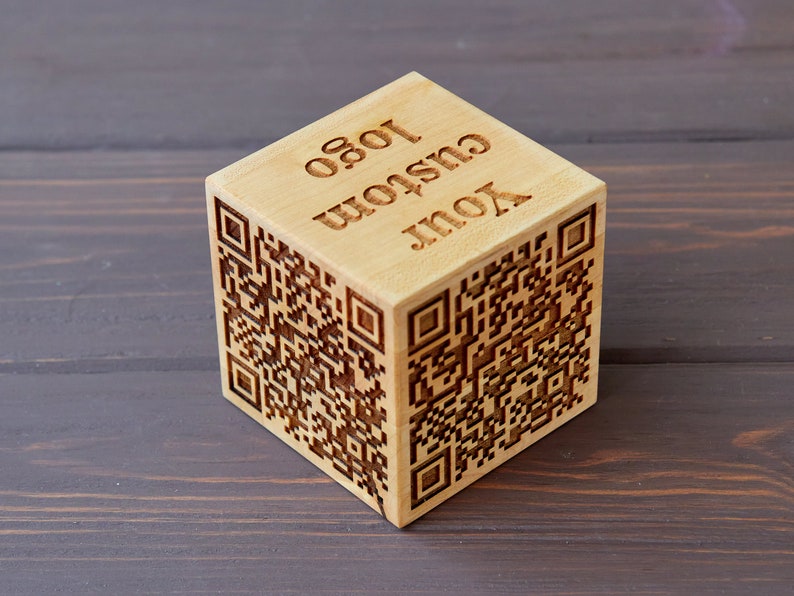 QR Code Cube, Wooden QR Code Block, Custom Logo Cube, Scan QR Menu for ...