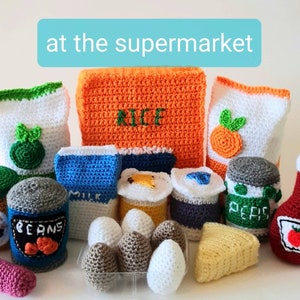 Children's crochet food play set - at the supermarket