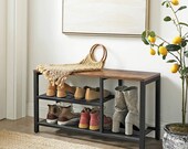 Industrial Shoe Bench Metal Shelf Storage Vintage Shoe Rack Hallway Shelves Unit Rustic Side Table Plant Lamp Stand Retro Entryway Cabinet