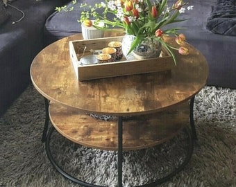 China Small Unit Living Room Furniture Creative Fashion Large Capacity Storage Design Wood Top Nordic Multifunction Modern Wood Simple Burlywood Round Coffee Table China Round Coffee Table Burlywood Coffee Table