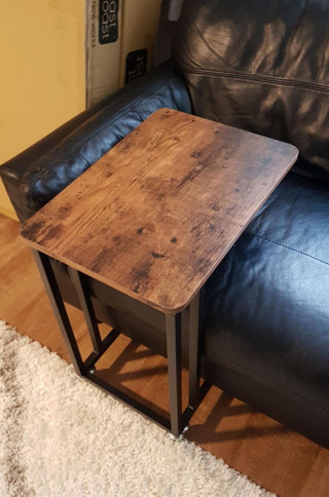 Industrial End Table with Wheels Vintage Sofa Side Table Metal Etsy