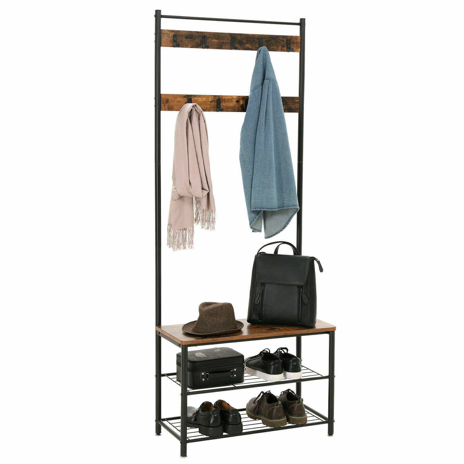 Industrial Coat Rack Retro Shoe Stand Hallway Entryway Storage Etsy
