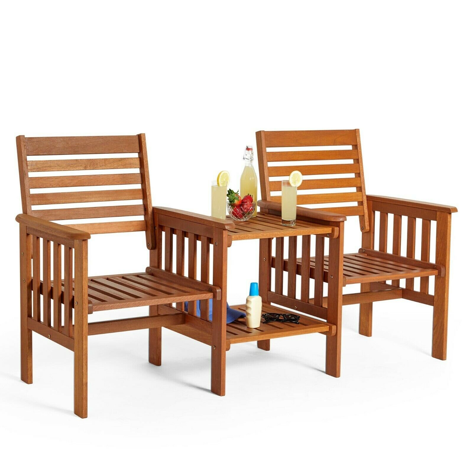 Outdoor Wooden Love Seat Garden Wood Bench 2 Seater Patio Etsy