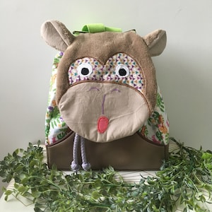 sac à dos jungle animal singe personnalisé prénom: cadeau enfant rentrée école maternelle, crèche, nounou, naissance bébé ( fait main) 