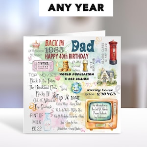 Carte d'anniversaire personnalisée de 1985 : un message d'accueil unique pour lui, parfait pour un mari, un père et son fils