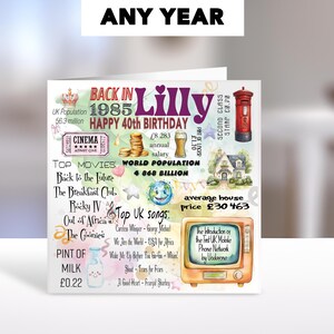 Carte d'anniversaire personnalisée de 1985 : un message d'accueil unique pour elle, parfaite pour une femme, une mère et une fille