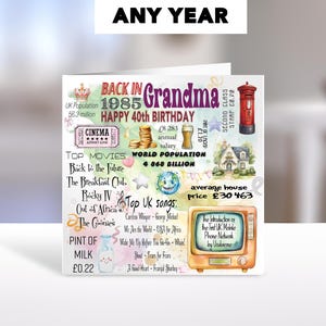 Carte d'anniversaire personnalisée de 1985 : un message d'accueil unique pour elle, parfaite pour une femme, une mère et une fille
