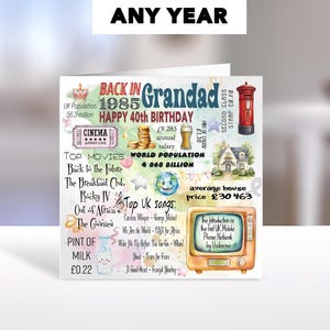 Carte d'anniversaire personnalisée de 1985 : un message d'accueil unique pour lui, parfait pour un mari, un père et son fils