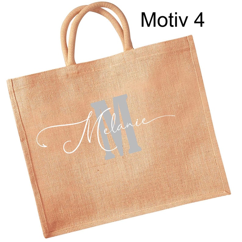 Jute bag personalized, shopping bag, shopper with name, market bag image 4