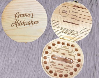 Milchzahndose personalisiert, Zahndose mit Name, Zahnbox aus Holz