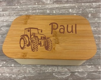 Lunch box, lunch box personalized, snack box with name, bamboo